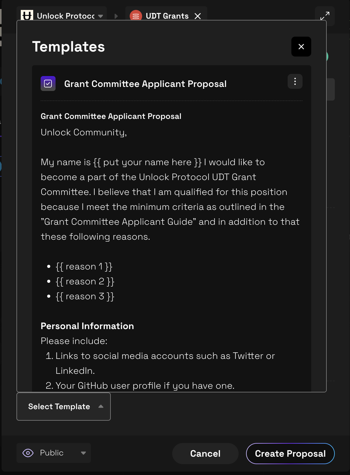 grant committee application wonderverse screenshot